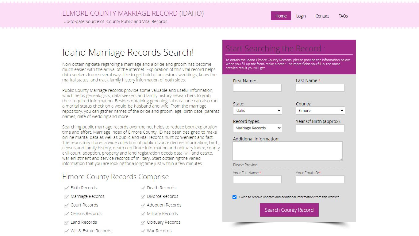 Public Marriage Records - Elmore County, Idaho